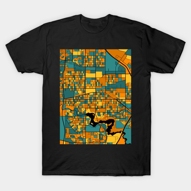 Regina Map Pattern in Orange & Teal T-Shirt by PatternMaps